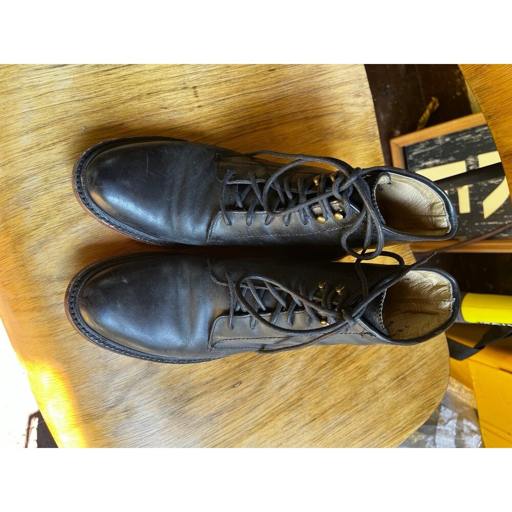 Women’s Frye Boots Lace Up Combat Military black leather Boots 7 B Ankle Bootie - Picture 9 of 10